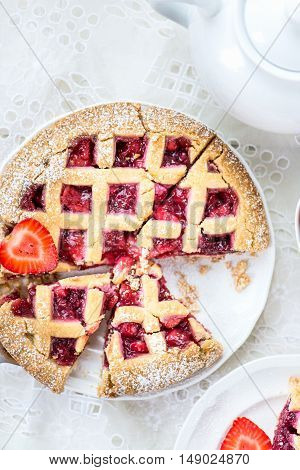 Apple, Strawberry And Blackberry Lattice Pie