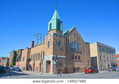 MONTREAL QUEBEC CANADA 09 23 2016: Sankt-Bonifatius german church h located at Avenue de l'Hotel-de-Ville in Greater Montreal Area.