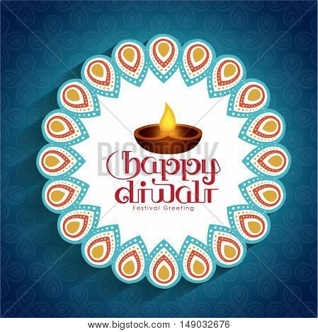 Illustration for Diwali festival with beautiful lamps