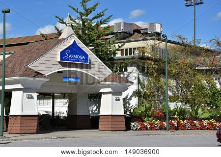 SARATOGA SPRINGS, NY - SEP 24: Saratoga Casino-Hotel in Saratoga Springs, New York, as seen on Sep 24, 2016. The property has 1,700 video lottery games as well as live harness racing during the months of March to December.