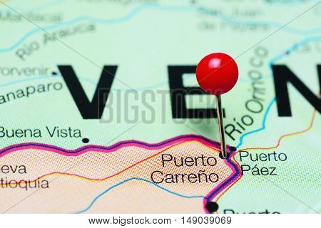 Puerto Carreno pinned on a map of Colombia