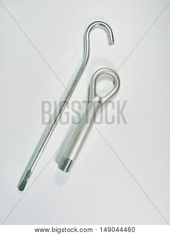 tools in car hand lifter set for tire changing.