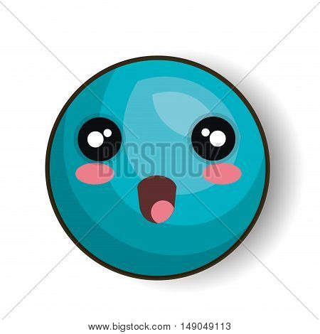 cartoon emoji blue smiling open mouth vector illustration eps 10