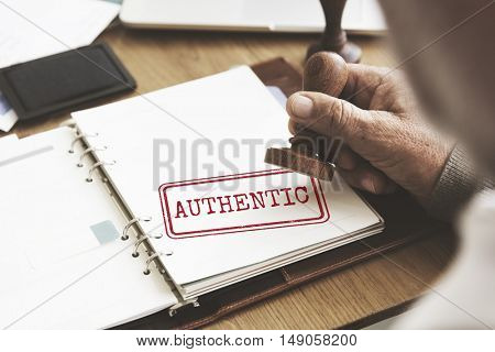 Authentic Veritable Value True License Genuine Concept