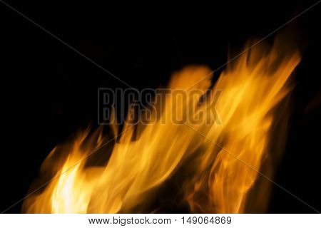 Photo of hot sparking live-coals burning, spark of bonfire.