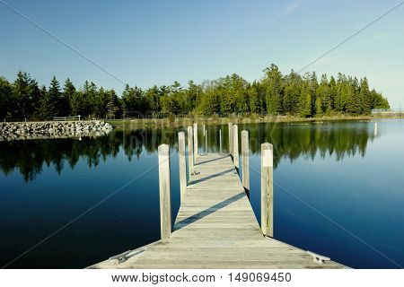 Jetty on Lake Huron at Presque Isle, MI, USA