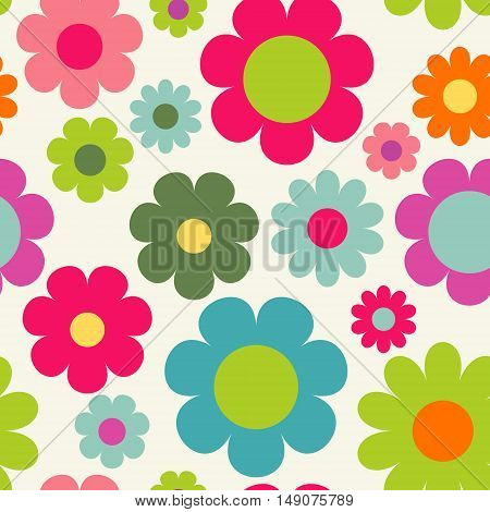 Seamless floral pattern. Colorful cute background with flowers.