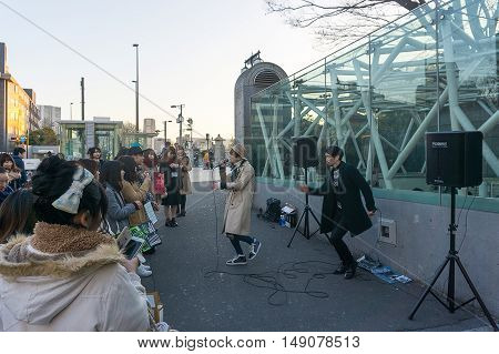 Tokyo Japan - January 26 2016:Dance show at harajuku starion