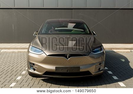 TILGURG, NETHERLANDS - SEPTEMBER 25, 2016: TESLA  MODEL-S. Tesla Motors Assembly Plant in Tilburg, Netherlands.