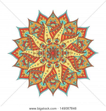 Oriental Colofrful Mandala Isolated on White Background. Vintage Decorative Element. Vector illustration