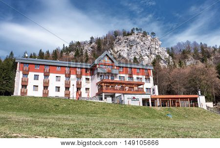 MALINO BRDO SLOVAKIA - APRIL 29: Mountain hotel Malina at resort Malino Brdo on April 29 2016 in Malino Brdo