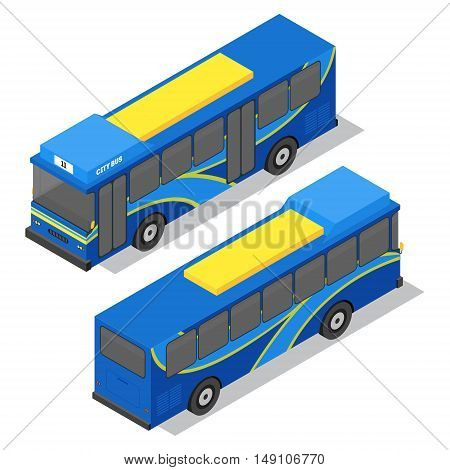 City Bus Isometric View. Public Transportation. Vector illustration