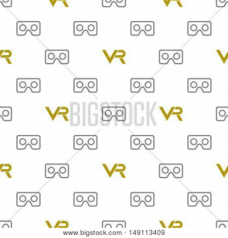 Seamless golden and silver pattern with vector VR logos
