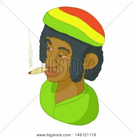 Rastaman icon in cartoon style isolated on white background. People symbol vector illustration