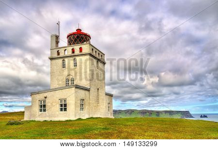 Lighthouse at Dyrholaey Cape in South Iceland