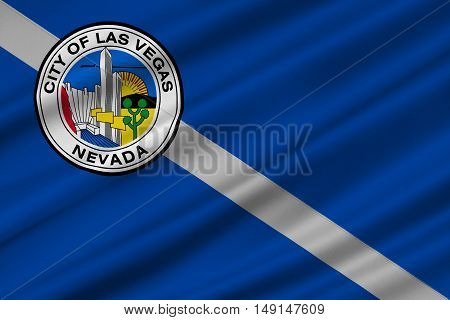 Flag of Las Vegas City of Nevada state United States. 3D illustration