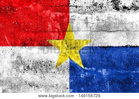 Flag Of Monteria, Colombia, Painted On Dirty Wall