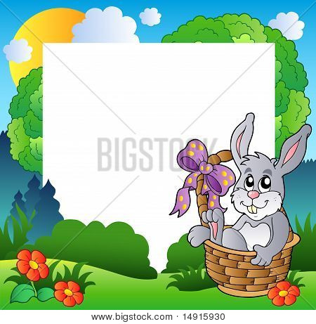 Velikonoční rám s Bunny v košíku