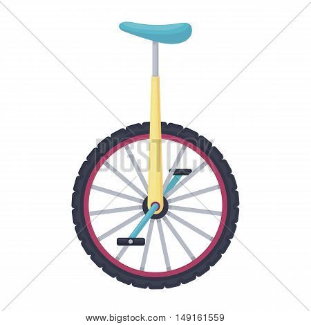 Monocycle icon in cartoon style isolated on white background. Circus symbol vector illustration.