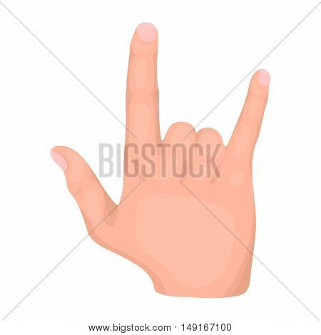 ILY sign icon in cartoon style isolated on white background. Hand gestures symbol vector illustration.