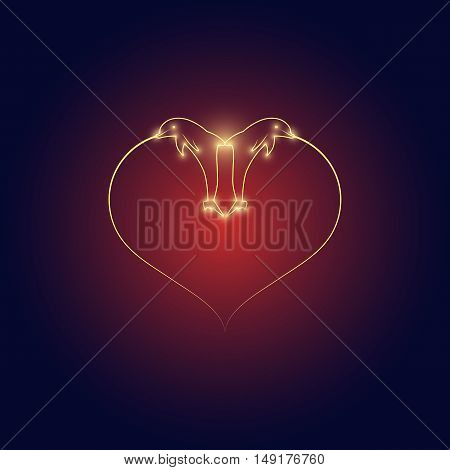 a pair of dolphins and a yellow heart on a blue background