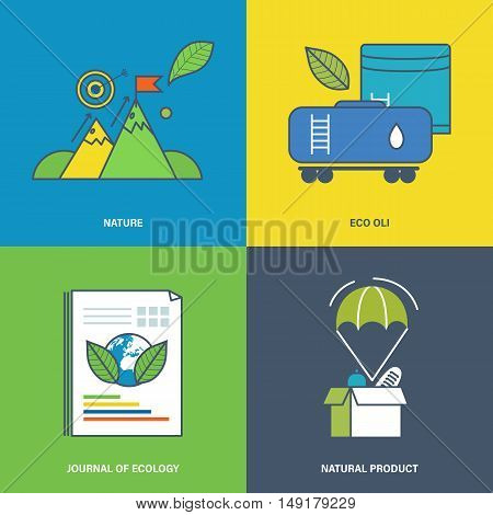 Illustration on the theme of nature, natural product, the use of natural products extraction and refining.