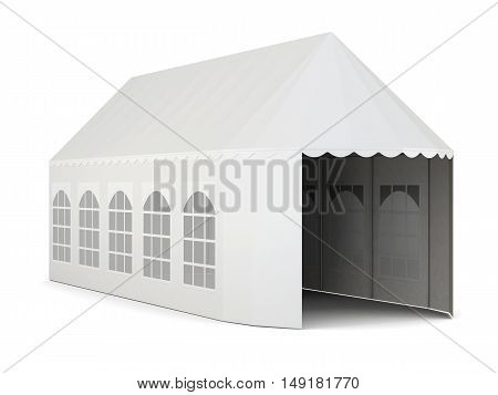 Exhibition Tent On White Background. 3D Rendering