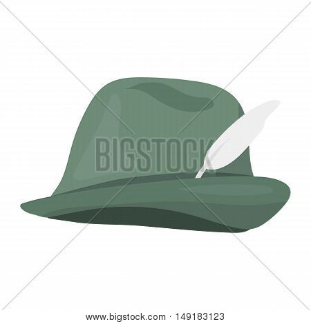 Tyrolean icon in cartoon style isolated on white background. Hunting symbol vector illustration.