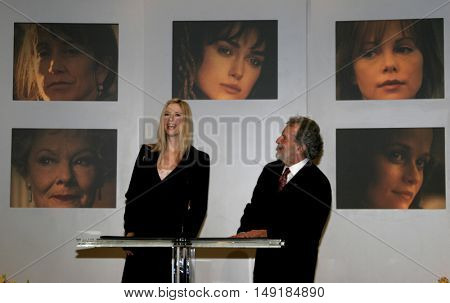 Mira Sorvino and Academy President Sid Ganis at the 78th Annual Academy Awards Nominations held at the Academy of Motion Picture Arts and Sciences in Beverly Hills, USA on January 31, 2006.
