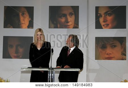 Mira Sorvino and Academy President Sid Ganis at the 78th Annual Academy Awards Nominations held at the Academy of Motion Picture Arts and Sciences in Beverly Hills, USA on January 31, 2006.