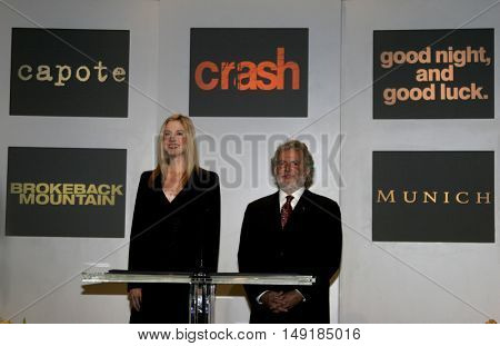 Mira Sorvino and Academy President Sid Ganis at the 78th Annual Academy Awards Nominations held at the Academy of Motion Picture Arts and Sciences in Beverly Hills, USA on January 31, 2006.