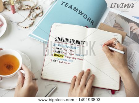 Startup Business Plan Steps Graphic Concept