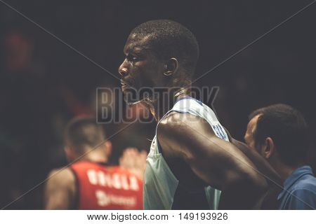 VALENCIA, SPAIN - SEPTEMBER 25th: Savane during match between Valencia Basket and Estudiantes at Fonteta Stadium on September 25, 2016 in Valencia, Spain
