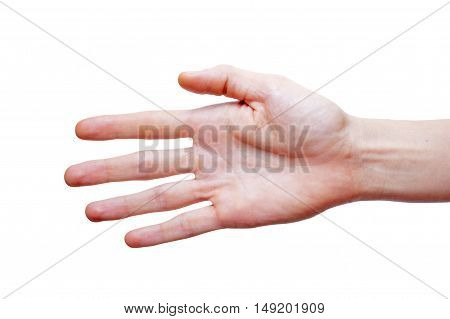 Hand making sign isolated on white background