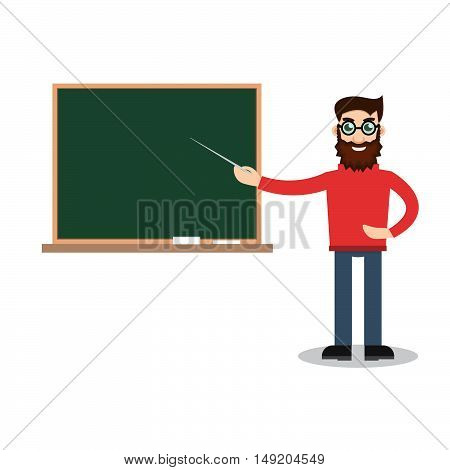 Teacher man on lesson. Stock vector. Vector illustration.
