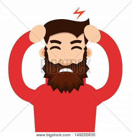 Headache attack. Head pain vector illustration. Stock vector.