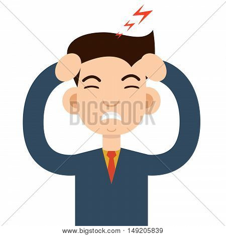 Headache attack. Head pain vector illustration. Vector illustration. Stock vector.