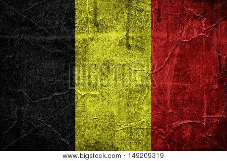 Flag of Belgia flag overlaid with grunge texture