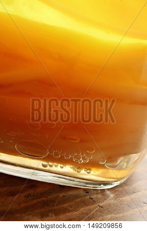 Close up of Kombucha in a jar