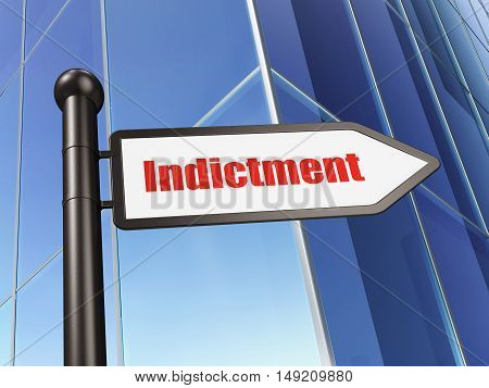 Law concept: sign Indictment on Building background, 3D rendering