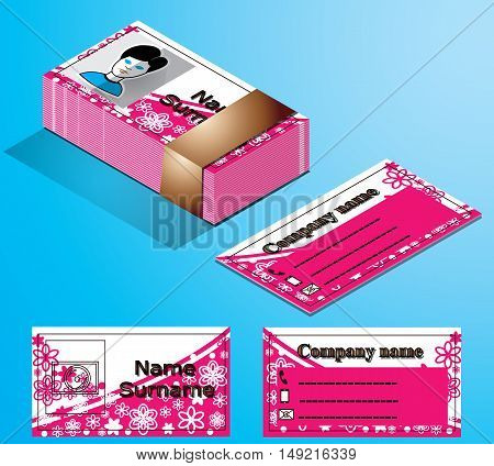 Business card pink for creative organizations vector illustration