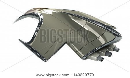 3D Rendering of a futuristic jet airplane, for science fiction or military aircraft themes, with the clipping path included in the file.