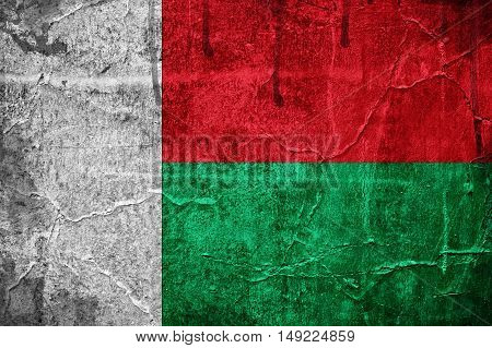 Flag of Madagascar overlaid with grunge texture