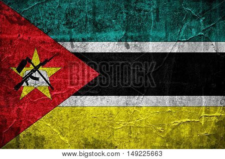 Flag of Mozambique overlaid with grunge texture