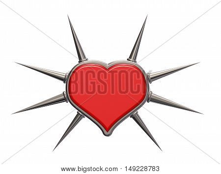 heart symbol with prickles - 3d rendering
