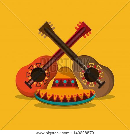 guitarron with mexican culture related icons image vector illustration