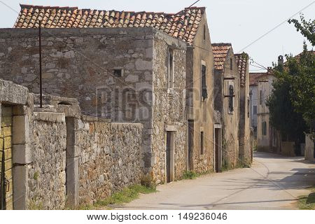 Historical lane in village Nevidane island Pasman Croatia