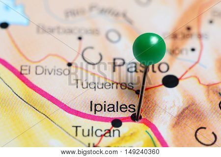 Ipiales pinned on a map of Colombia