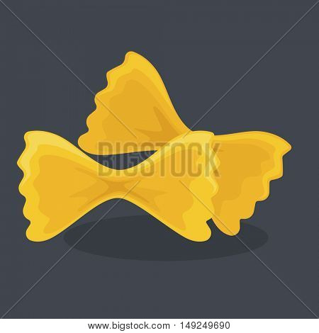 Vector food of wheat. Italian cuisine pasta or macaroni, fusilli, spaghetti penne, farfalle and tagliatelle. Cartoon illustration isolated onbackground.