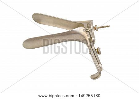 Medical equipment ,Gynecologic Speculum isolate on white background.Saved with clipping path.